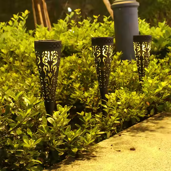 Waterproof LED Outdoor Solar Light Hollow Out Lawn Plug in Light with Patterns for Landscape Decorative