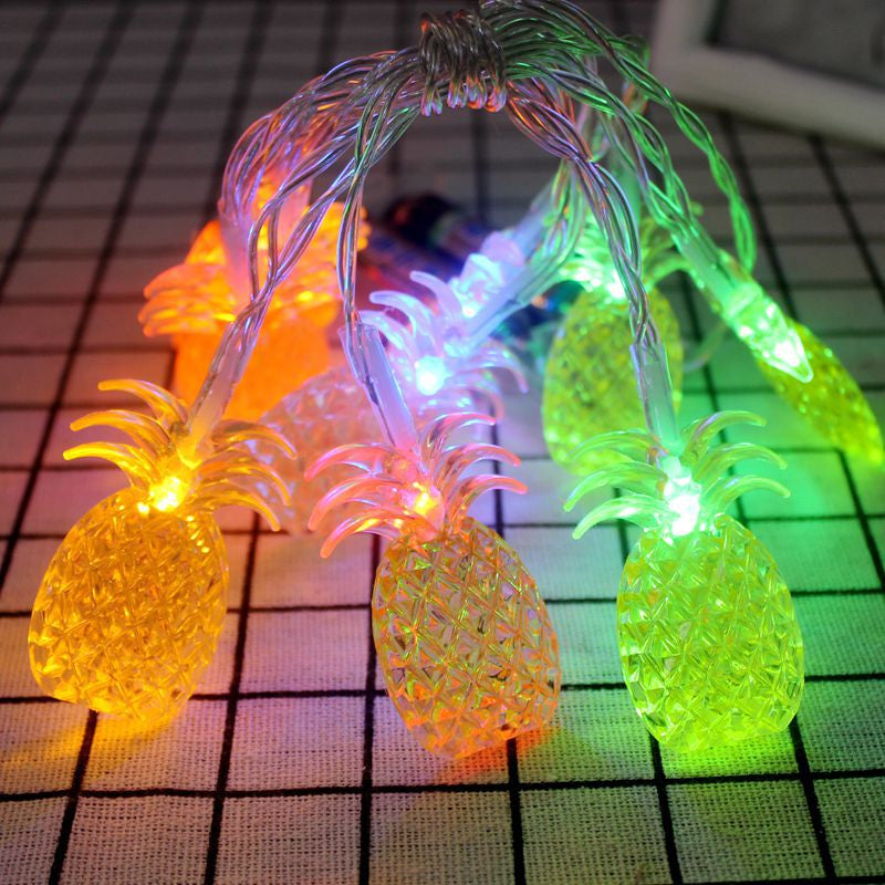 LED Solar Pineapple Shape Light String Waterproof Outdoor Plug in Light String for Garden Landscape Theme Park Decorative Use
