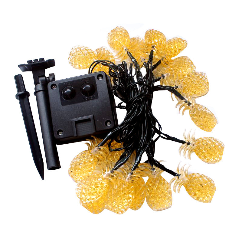 LED Solar Pineapple Shape Light String Waterproof Outdoor Plug in Light String for Garden Landscape Theme Park Decorative Use