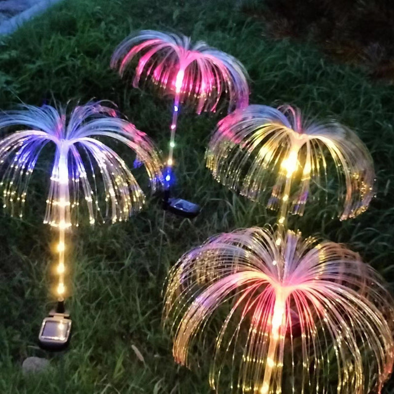 Solar Jellyfish Lamp 7 Color Changing Fiber Waterproof Fireworks Lamp Courtyard Decoration Atmosphere Light