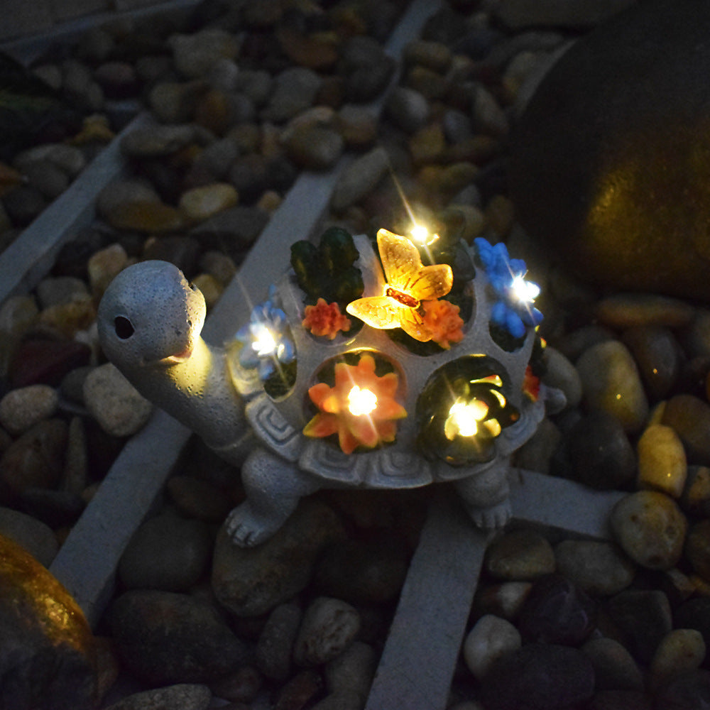 Outdoor Solar Light Succulent Turtle Sculpture Creative Ornament Resin Courtyard Landscape Decoration