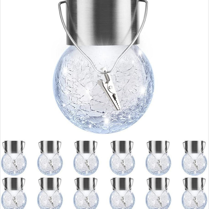 Outdoor Waterproof Decorative Solar Light Cracked Glass Ball Pendant Lamp Courtyard Landscape Solar Light