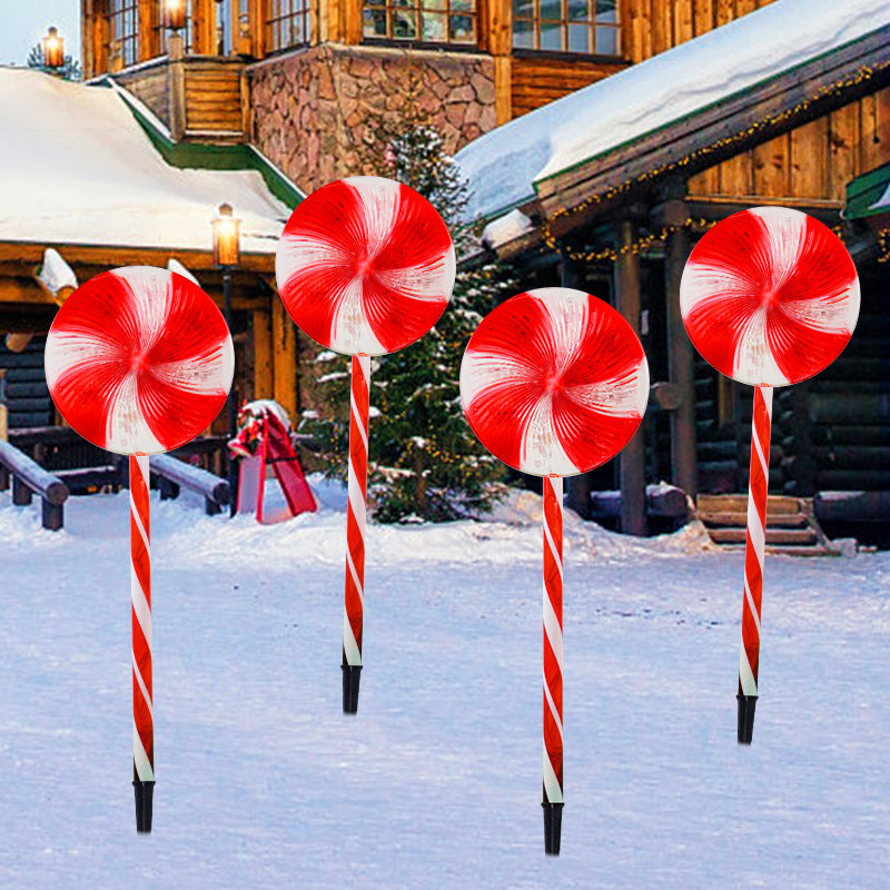 Candy Shape Solar Light Outdoor Waterproof LED Lollipop Stick Lawn Light for Festival Decoration