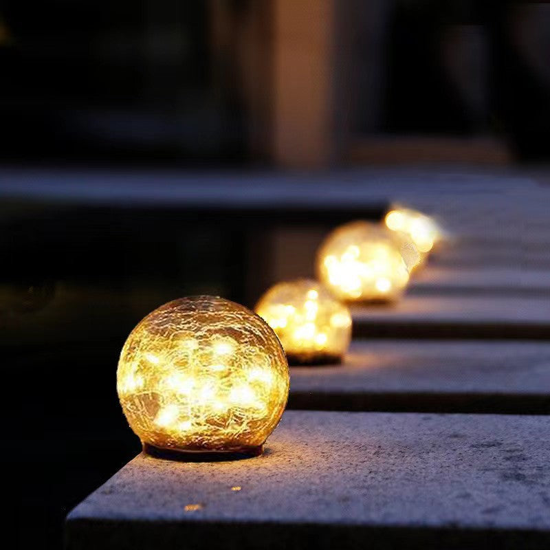 Solar Lawn Light Cracked Glass Ball Waterproof Garden Ornaments Plug-in Courtyard Light for Outside