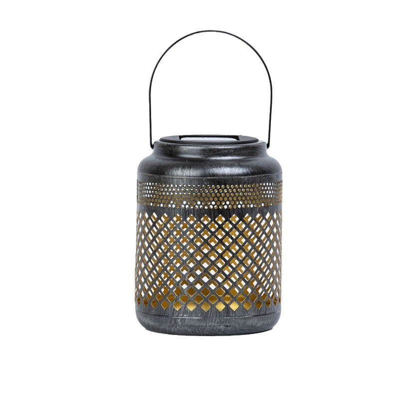 Outdoor Waterproof Retro Iron Hanging Light Solar Garden Hollow Light for Art Decoration