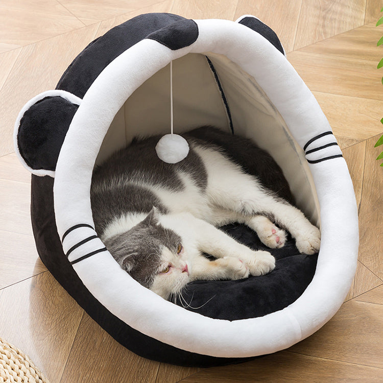New Interactive Animal Model Nest Sleep and Play in a Pet House Semi-closed Soft Cat Bed