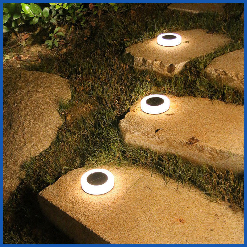 Outdoor Solar Underground Light Circular Plug-in Light Embedded Waterproof Colorful Courtyard Pathway Lawn Light
