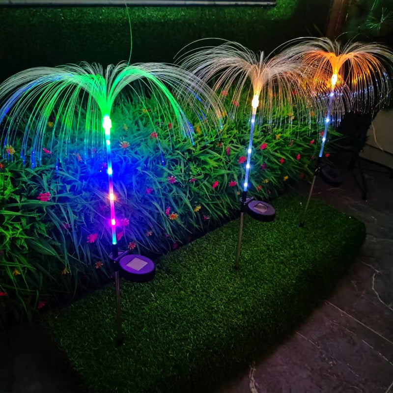 Solar Jellyfish Lamp 7 Color Changing Fiber Waterproof Fireworks Lamp Courtyard Decoration Atmosphere Light