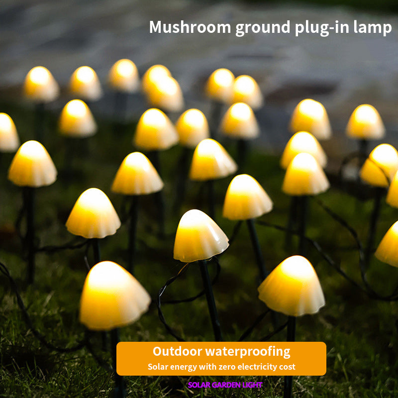 Mini Mushroom Solar Light LED String Lights Plug in Garden Decoration for Landscape and Theme Park