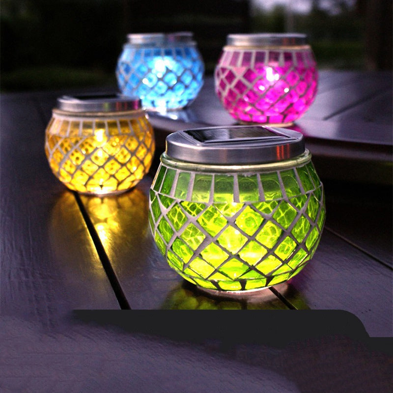 Outdoor Portable Colorful LED Solar Mosaic Innovative Solar Hanging Light for Landscape Decor