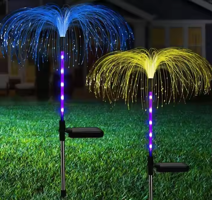 Solar Jellyfish Lamp 7 Color Changing Fiber Waterproof Fireworks Lamp Courtyard Decoration Atmosphere Light