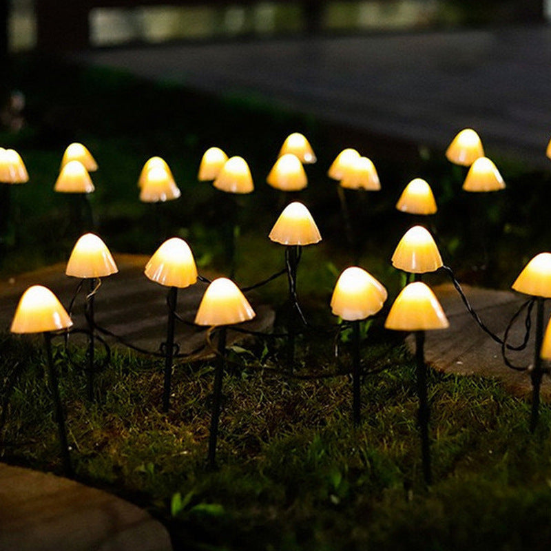 Mini Mushroom Solar Light LED String Lights Plug in Garden Decoration for Landscape and Theme Park