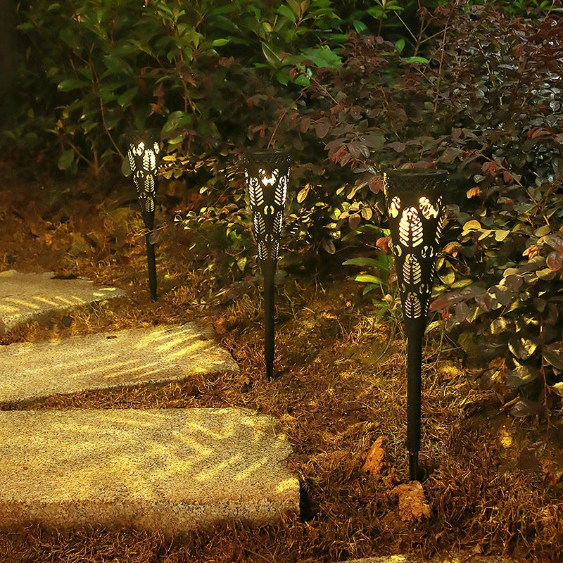 Waterproof LED Outdoor Solar Light Hollow Out Lawn Plug in Light with Patterns for Landscape Decorative