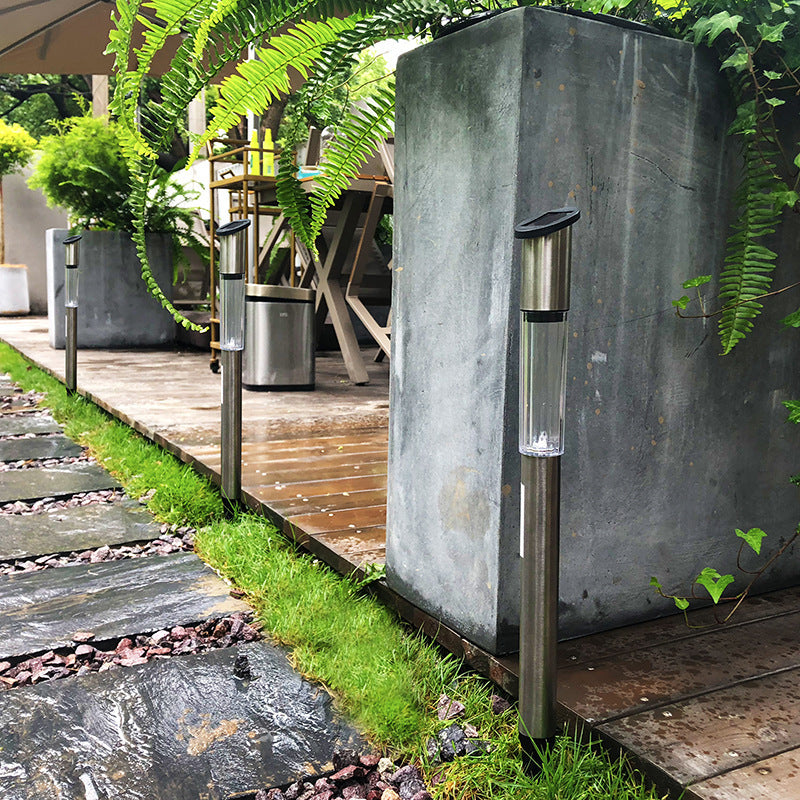 LED Outdoor Plastic Cylindrical Solar Light Waterproof Top Spin Lawn Plug in Light