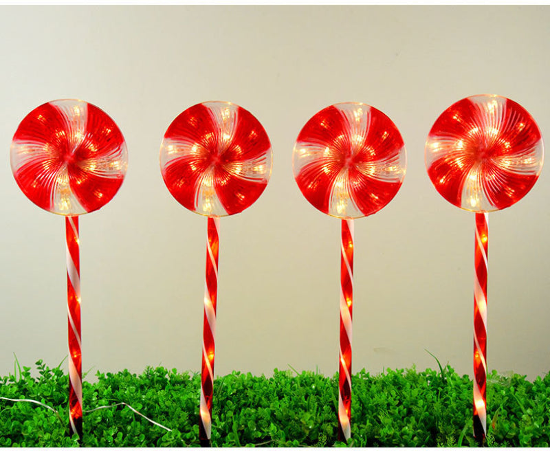 Candy Shape Solar Light Outdoor Waterproof LED Lollipop Stick Lawn Light for Festival Decoration
