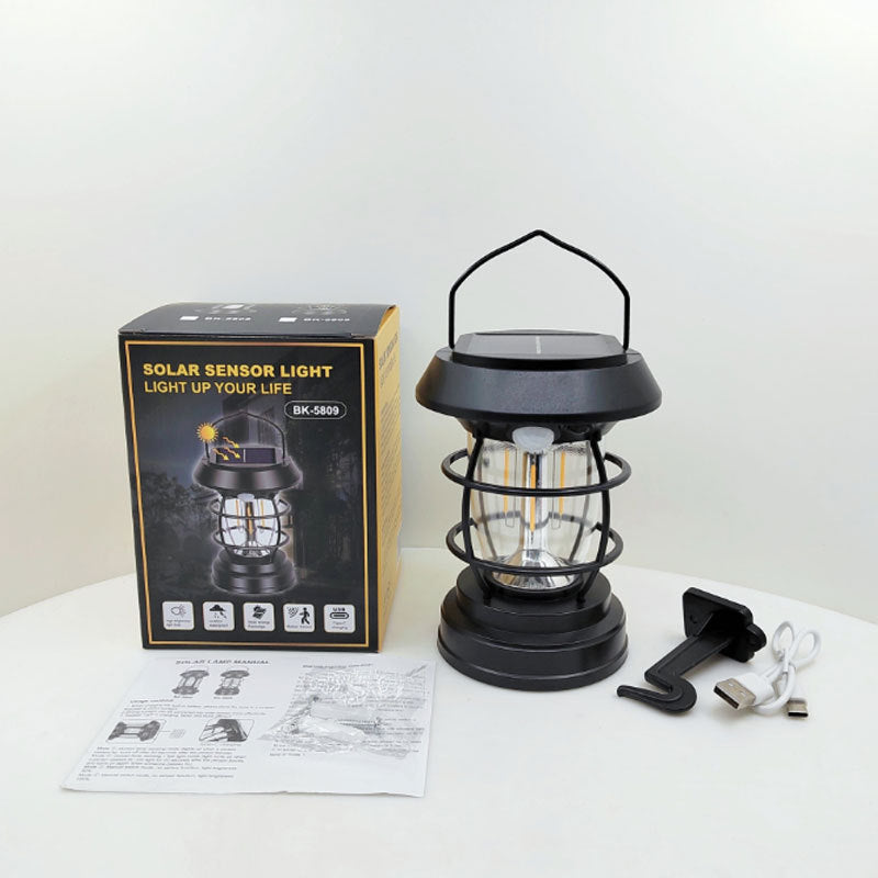Outdoor Waterproof Solar Induction Light Multifunctional Hanging Camping Light with USB