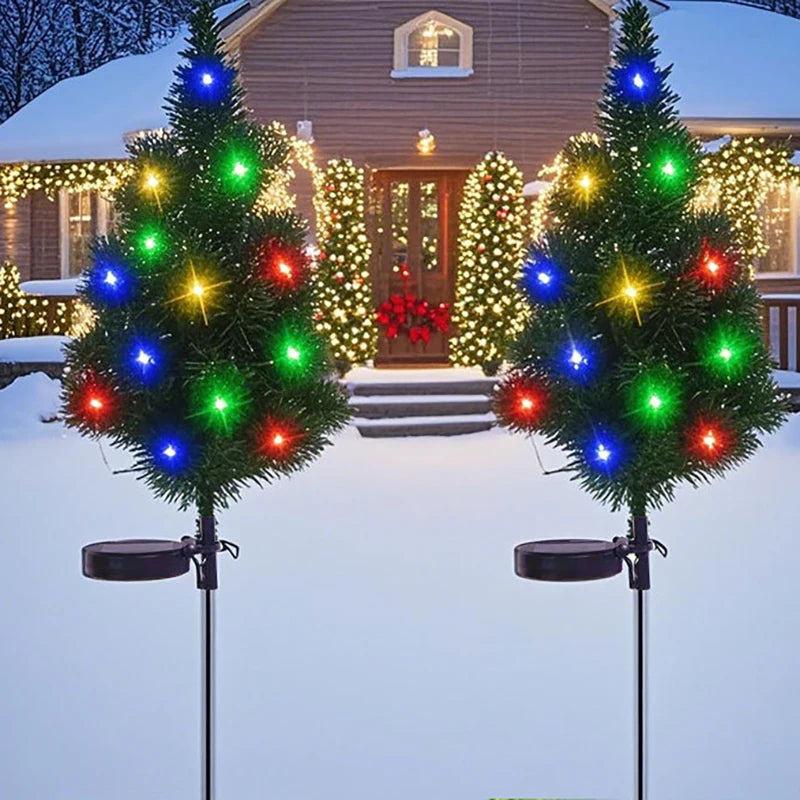 Outdoor Waterproof LED Solar Light Plug in Light Christmas Tree Shaped Landscape Lawn Lights for Festival Decoration