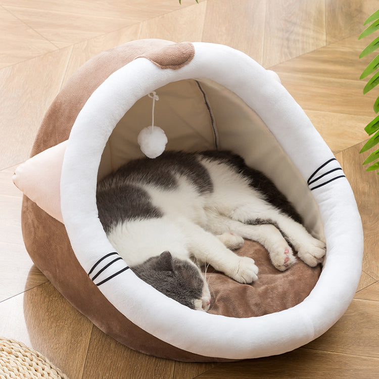 New Interactive Animal Model Nest Sleep and Play in a Pet House Semi-closed Soft Cat Bed
