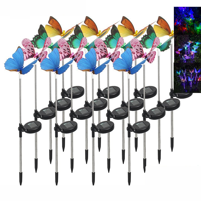 New Design LED Floor Lamp for Home Courtyard Solar Powered Landscape Light for Garden and Theme Park Lawn Butterfly Shaped