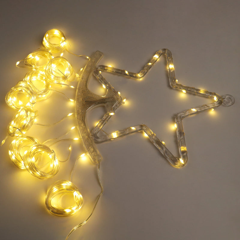Five-pointed Star Solar Waterfall Light Christmas Star Outdoor Waterproof Decorative Lights with Remote Control