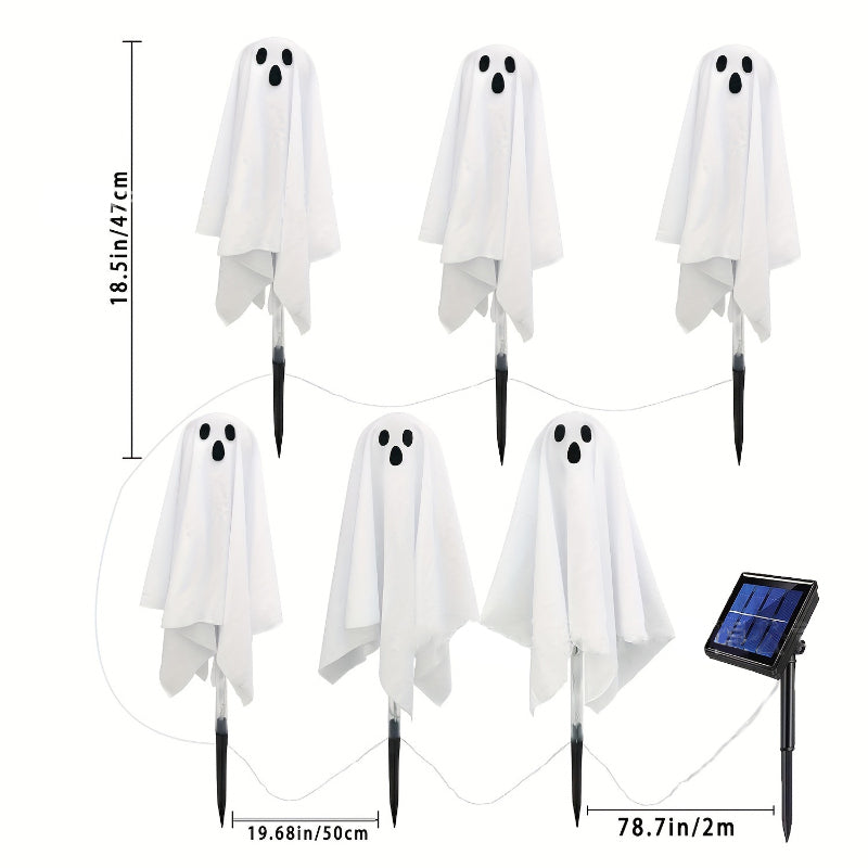 Outdoor Waterproof Solar Light LED White Ghost Ornament Plug in Light Lawn Light for Halloween Decoration