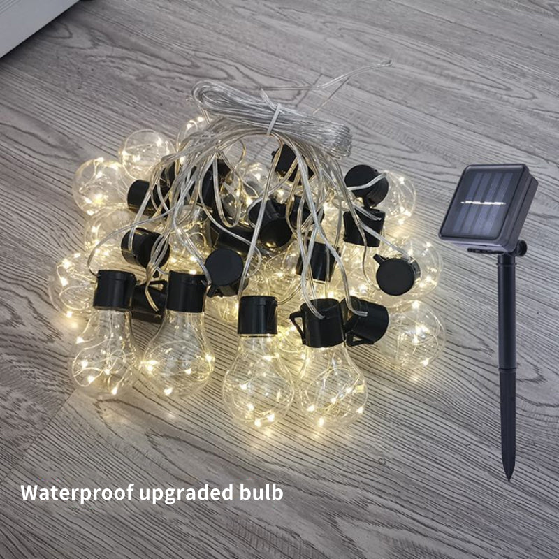 Waterproof LED Bulb String Outdoor Solar Thread String Bulbs Leather Wire Light Garden Decorative Lights