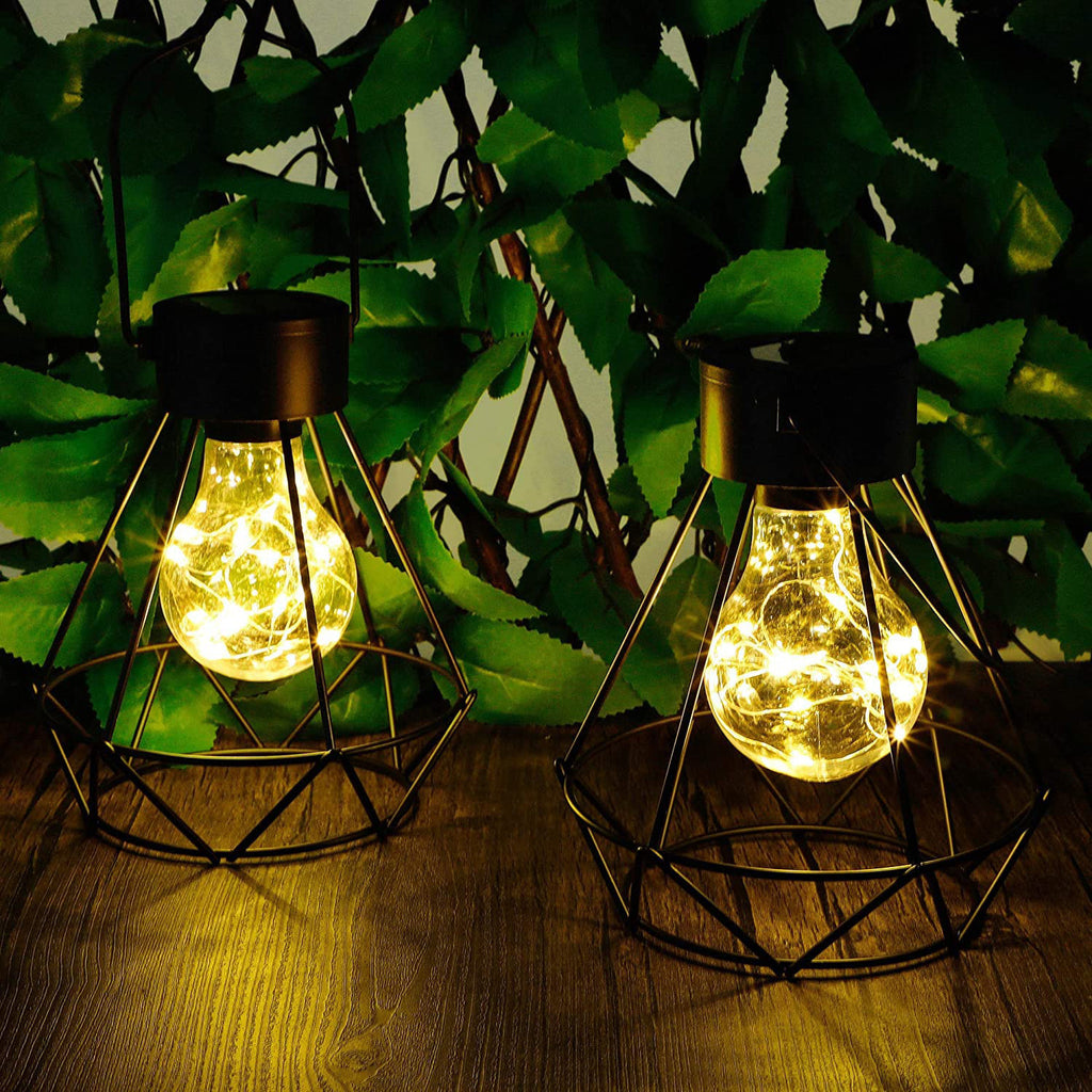 Solar Iron Retro Lantern LED Light Hanging Lighting Tungsten Filament Lamp Waterproof Outdoor Courtyard Decorative Light