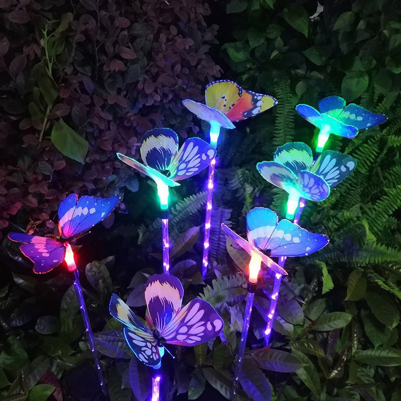 New Design LED Floor Lamp for Home Courtyard Solar Powered Landscape Light for Garden and Theme Park Lawn Butterfly Shaped