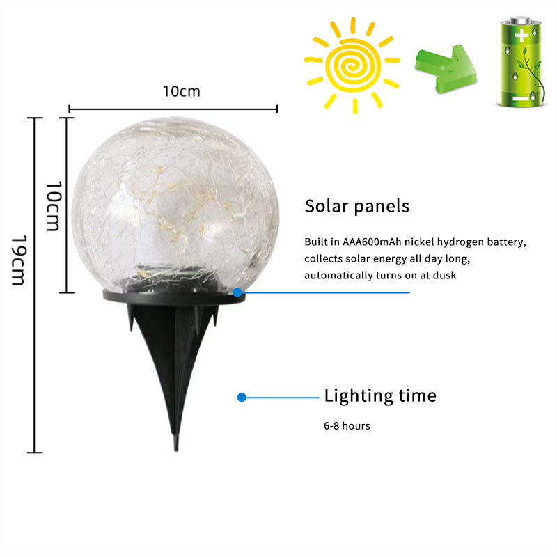 Solar Lawn Light Cracked Glass Ball Waterproof Garden Ornaments Plug-in Courtyard Light for Outside