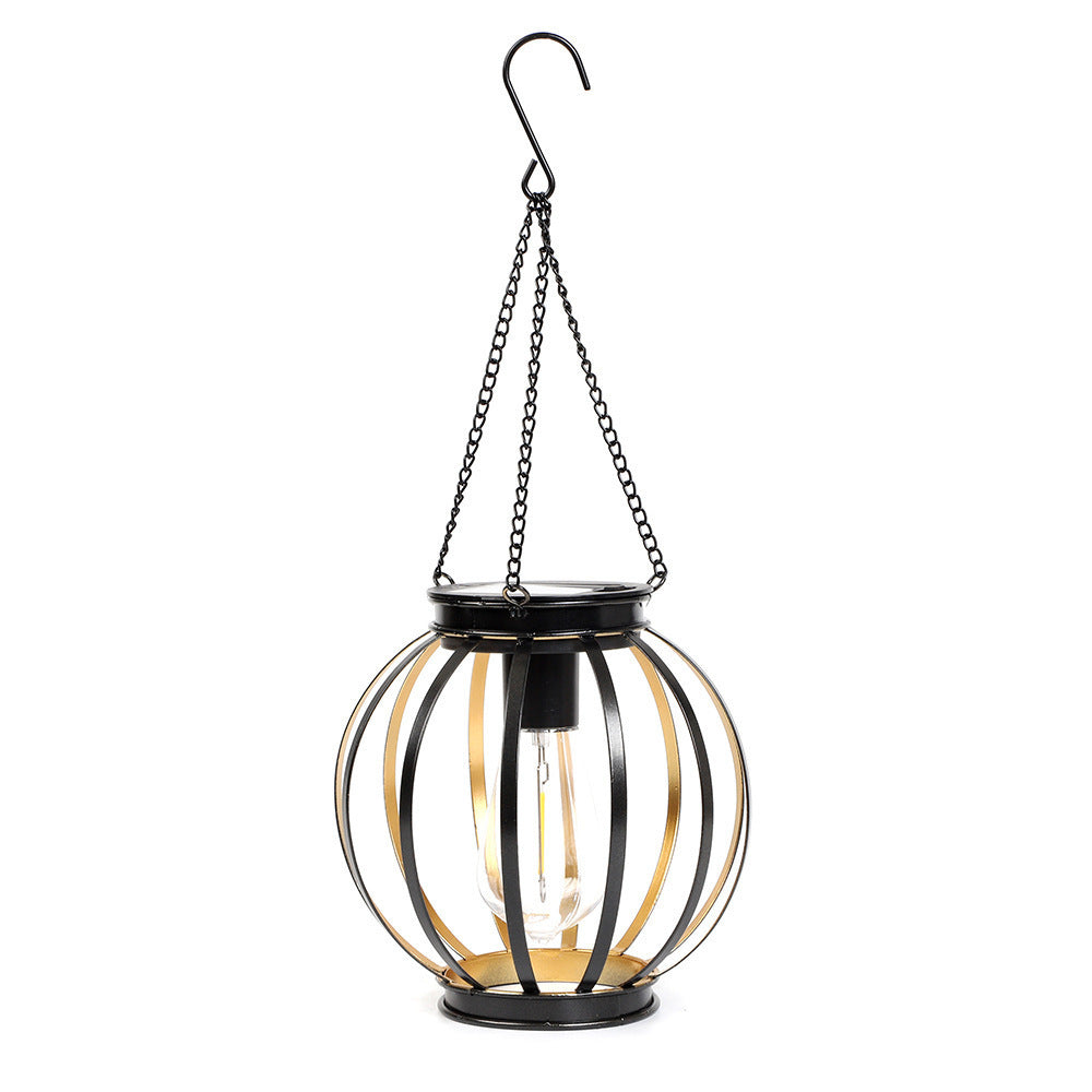 Solar Outdoor Waterproof Retro Garden Hanging Light Pumpkin Lantern LED Iron Art Decoration