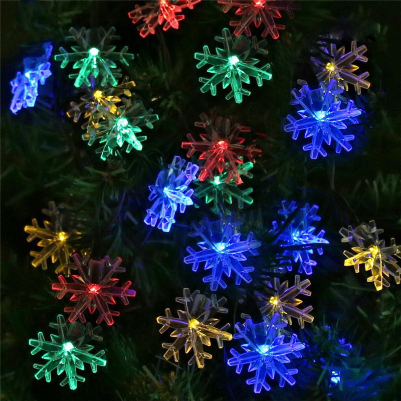 LED Solar String Light Outdoor Waterproof Snow Flower Plug-in-light String for Garden Ornament