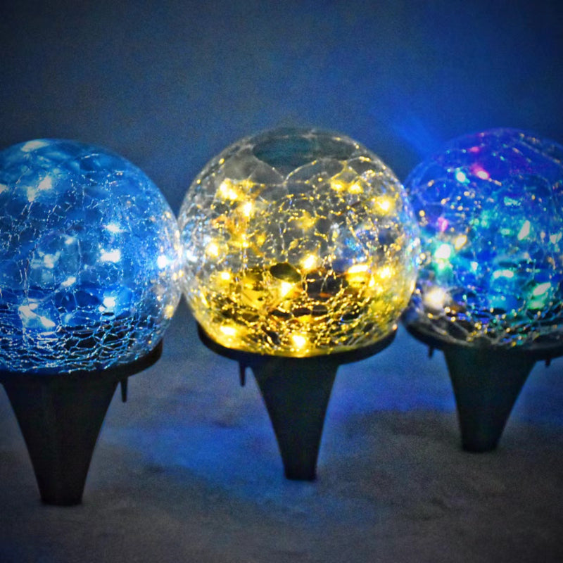 Solar Lawn Light Cracked Glass Ball Waterproof Garden Ornaments Plug-in Courtyard Light for Outside