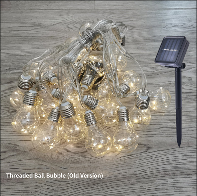 Waterproof LED Bulb String Outdoor Solar Thread String Bulbs Leather Wire Light Garden Decorative Lights