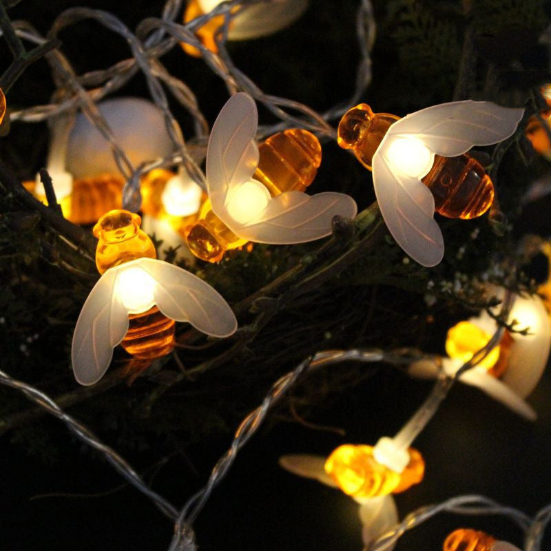 LED Solar Bee Light String Waterproof Outdoor String for Garden Landscape Theme Park Decorative Use