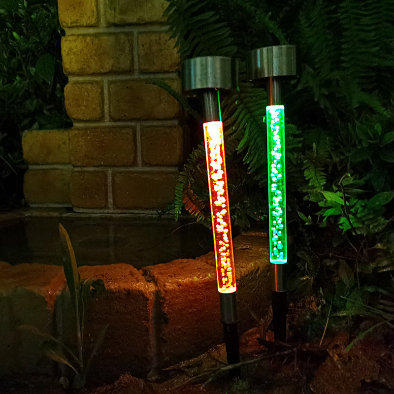 LED Waterproof Stainless Steel Solar Light Colored Column Lawn Light for Outdoor Garden