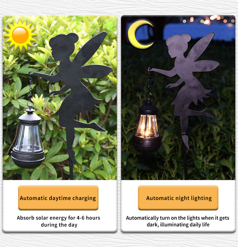 Metal Fairy Stake Solar Light LED Lawn Light Ironwork Ground Socket Lamp Waterproof Plug-in-Light for Road Decoration