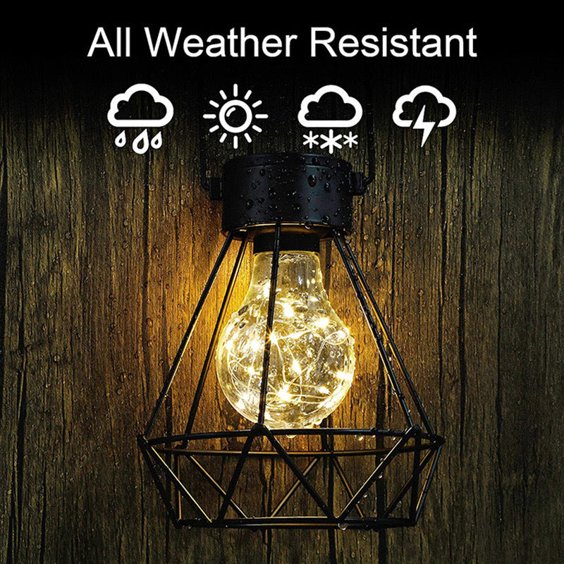 Solar Iron Retro Lantern LED Light Hanging Lighting Tungsten Filament Lamp Waterproof Outdoor Courtyard Decorative Light