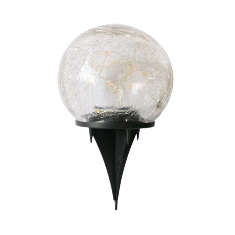 Solar Lawn Light Cracked Glass Ball Waterproof Garden Ornaments Plug-in Courtyard Light for Outside