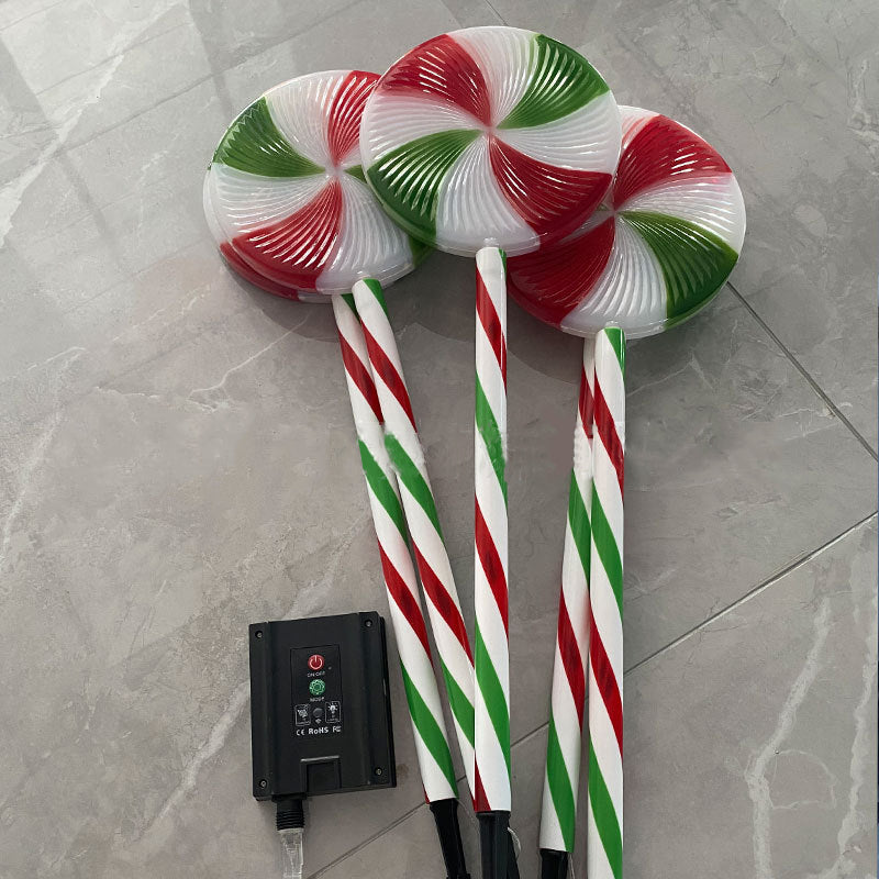 LED Outdoor Candy Shape Solar Light Plug in Light Waterproof Lawn Light for Christmas Festival Decoration