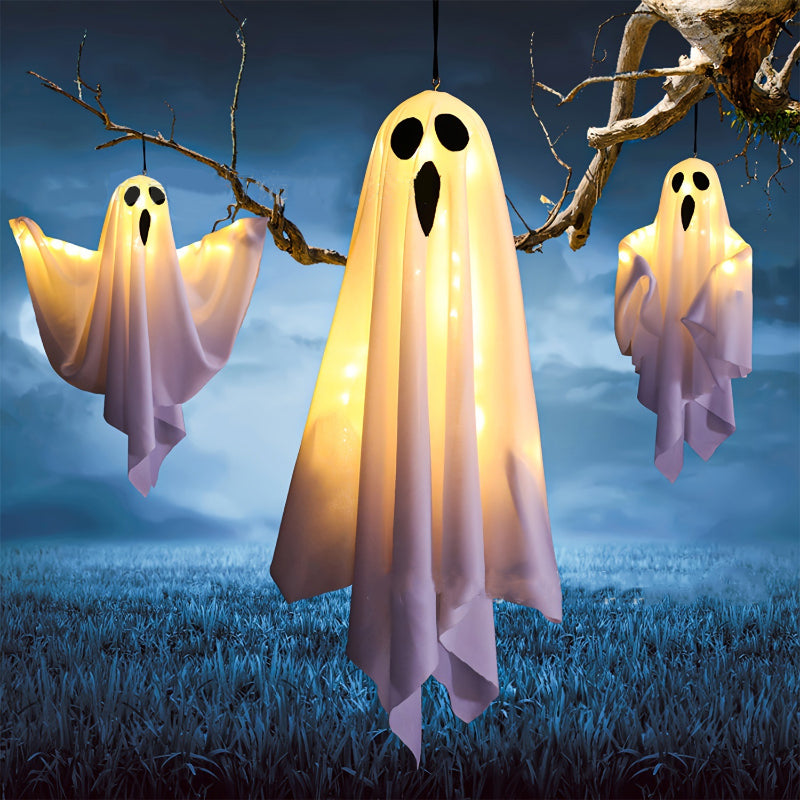 Outdoor Waterproof Solar Light LED White Ghost Ornament Plug in Light Lawn Light for Halloween Decoration