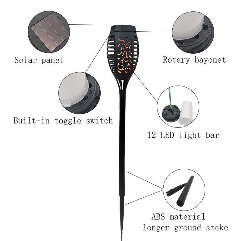 Waterproof LED Outdoor Solar Light Landscape Plug in Light Mini Torch Light with Patterns for Courtyard Decorative