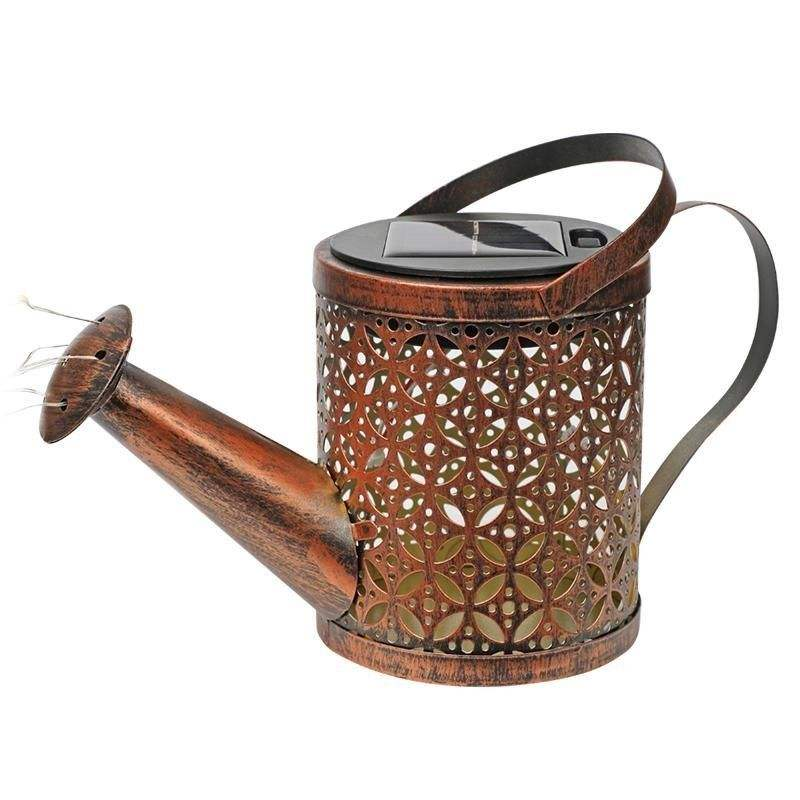Outdoor Solar Light Creative Iron Watering Can String Lights Path Art Plug-in-Light for Garden Decorative