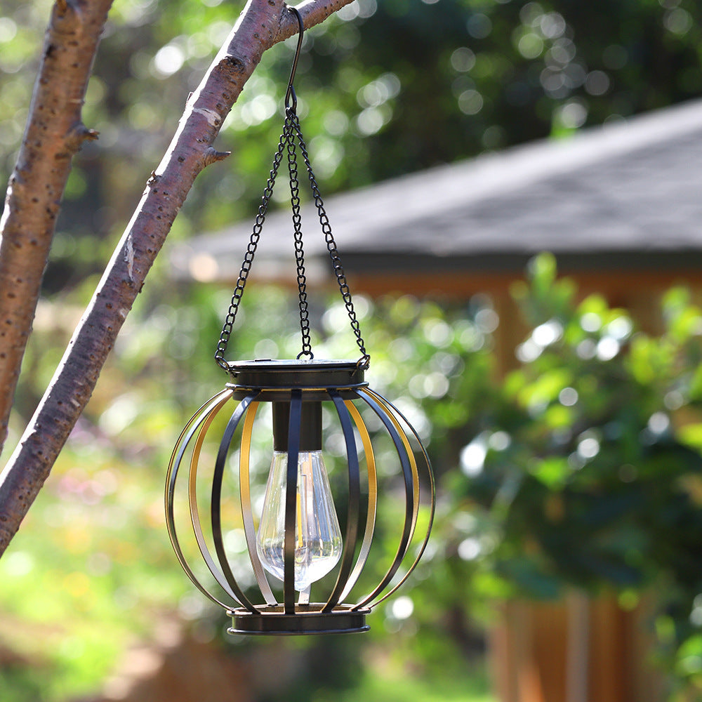 Solar Outdoor Waterproof Retro Garden Hanging Light Pumpkin Lantern LED Iron Art Decoration