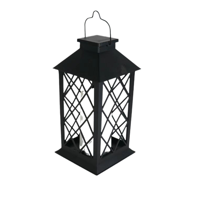 Solar Retro Hanging Light Hollow Light Candles Outdoor Solar Lantern for Art Decoration