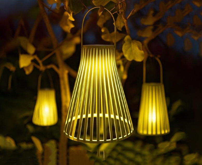 Outdoor Solar Mesh Cover Hanging Lamp Waterproof Bamboo-woven Light Ambient Projection Lamp