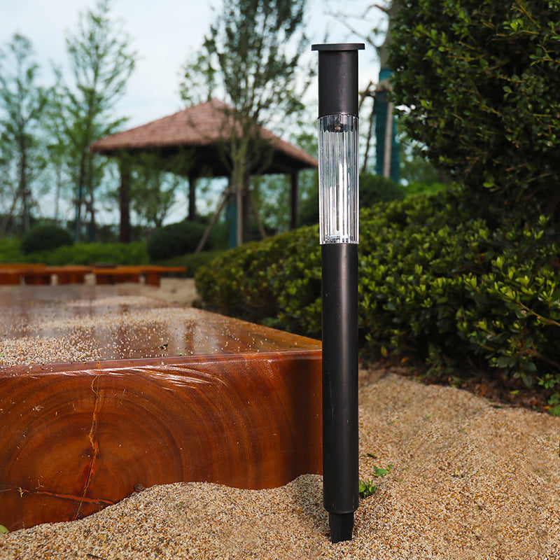 LED Outdoor Plastic Cylindrical Solar Light Waterproof Top Spin Lawn Plug in Light