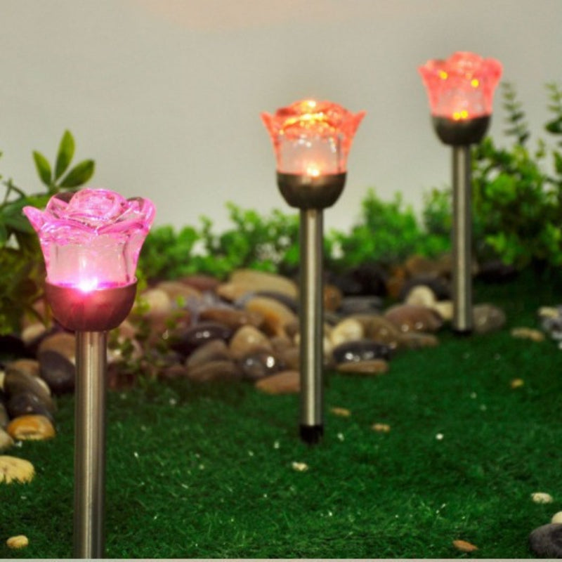 LED Waterproof Solar Simulated Rose Design Light Lawn Lights for Garden Landscape Decoration