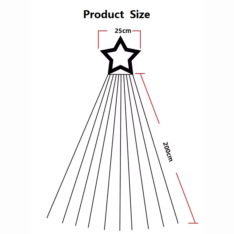Five-pointed Star Solar Waterfall Light Christmas Star Outdoor Waterproof Decorative Lights with Remote Control