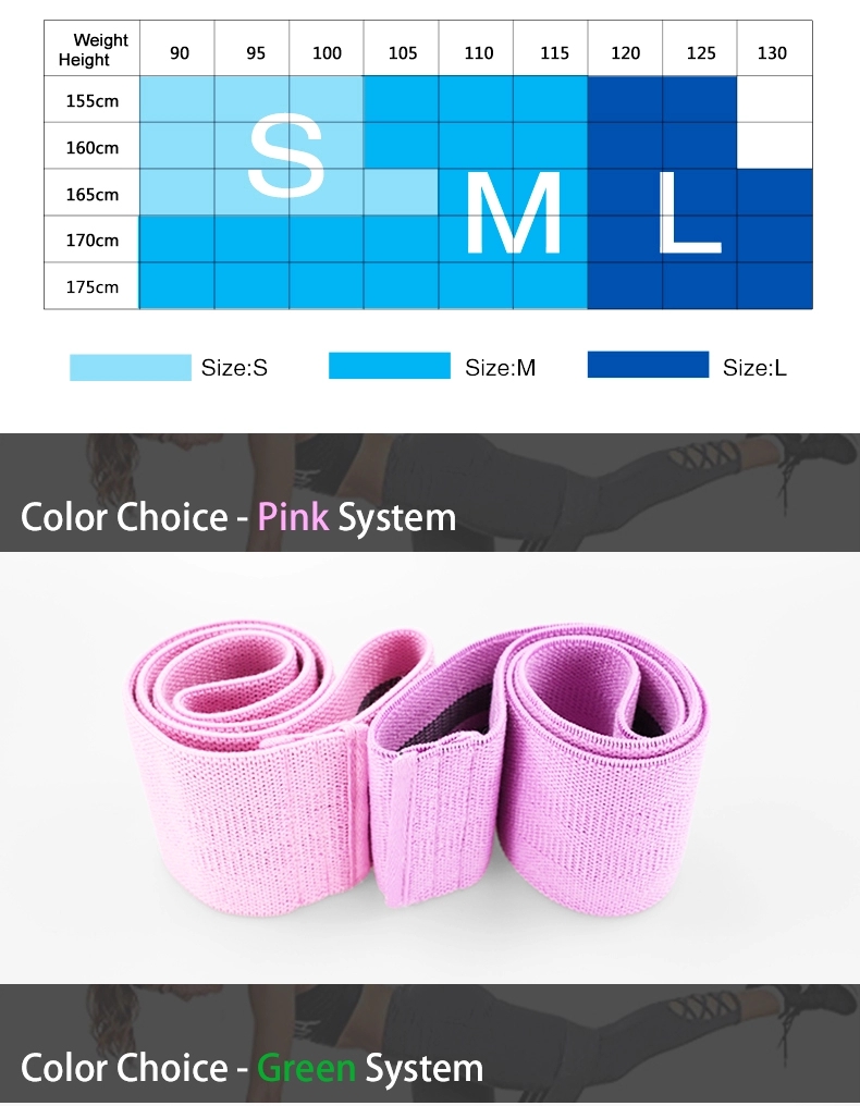 Classic Polyester Cotton Resistance Bands Strength Training Fitness Booty Bands with Carry Bag