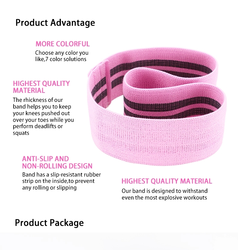 Classic Polyester Cotton Resistance Bands Strength Training Fitness Booty Bands with Carry Bag